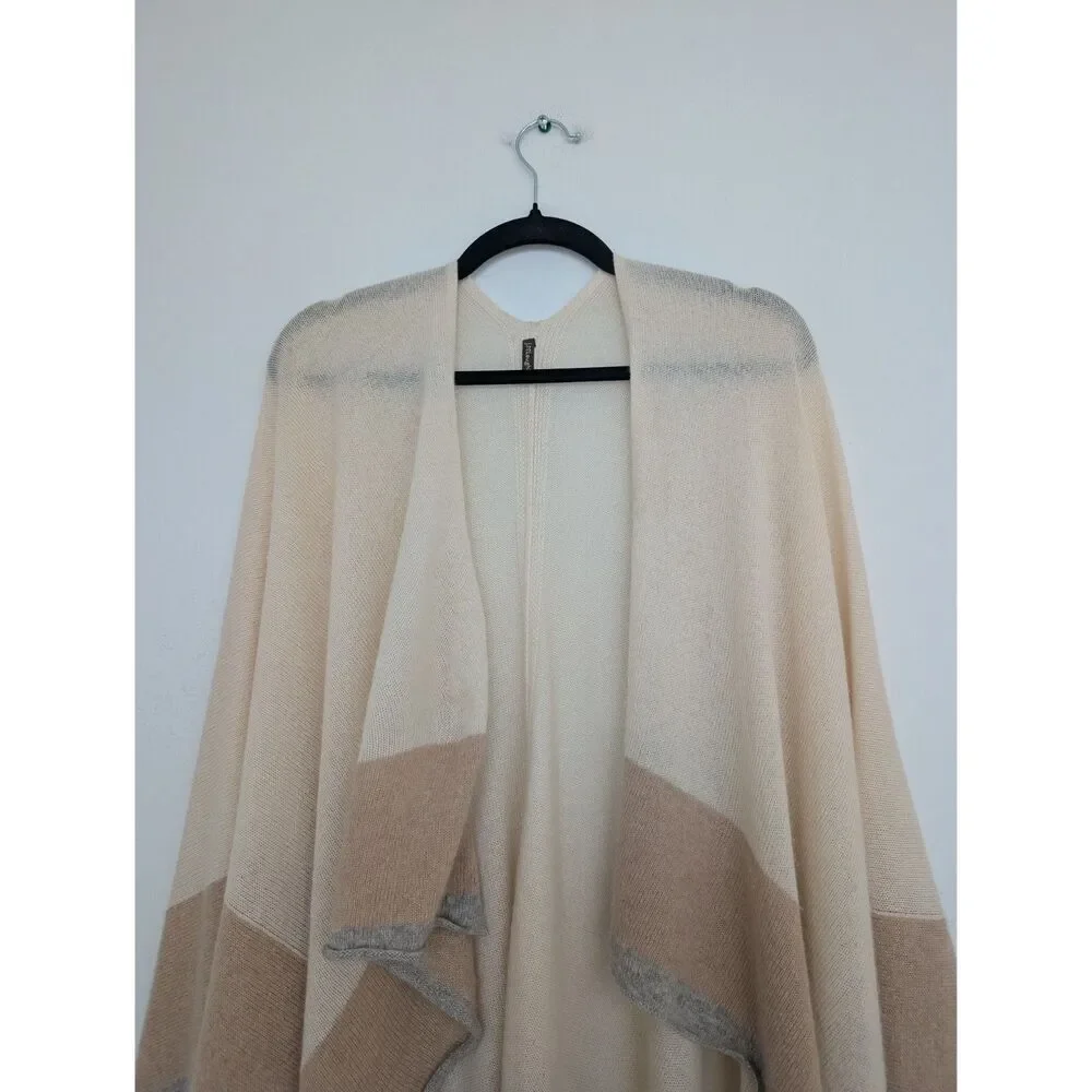 J. McLaughlin Cashmere Colorblock Poncho Shawl Wrap Kimono Cardigan One Size - Picture 16 of 16